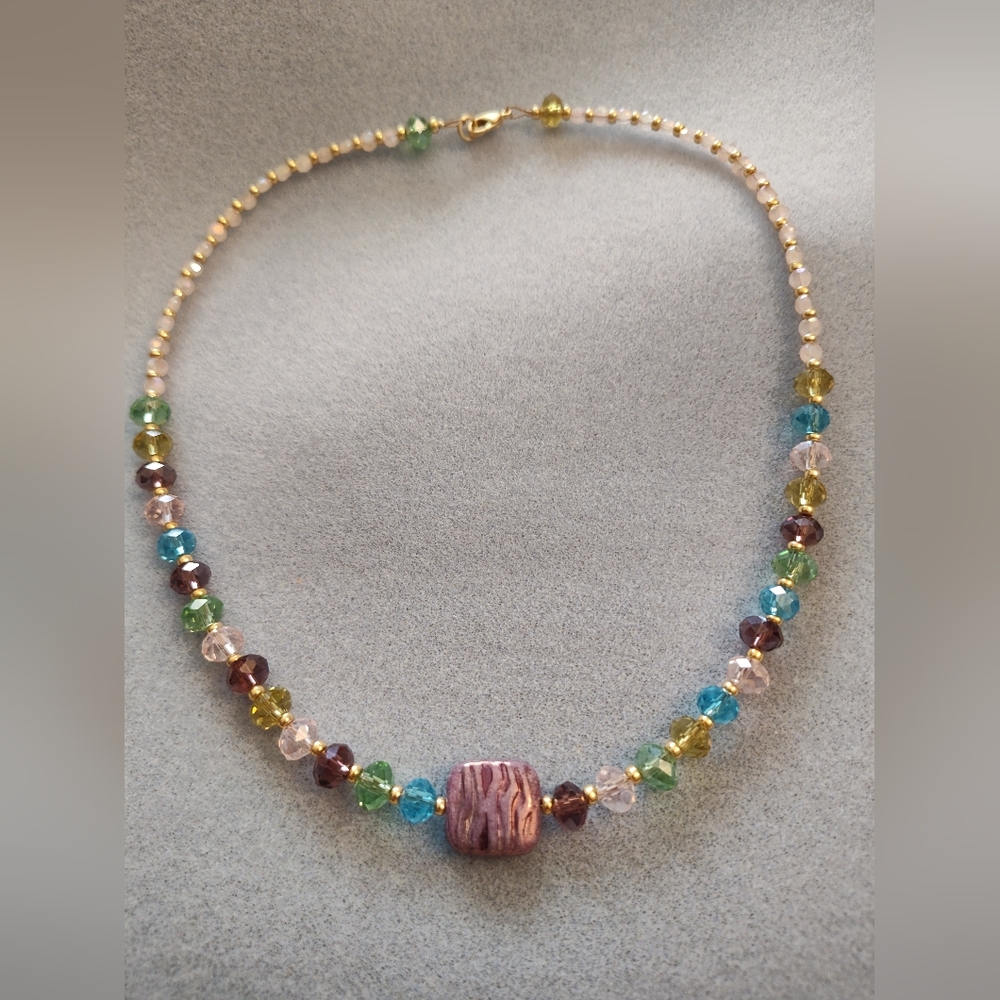 Multi colored Czech glass necklace